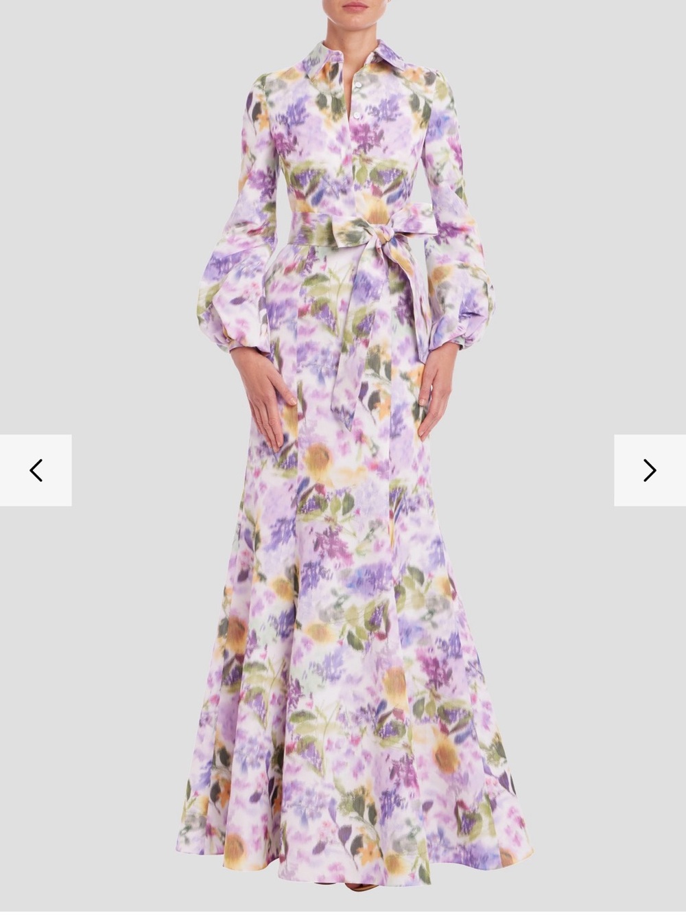 Badgley Mischka Lilac Floral Long-Sleeve Formal Gown NWT